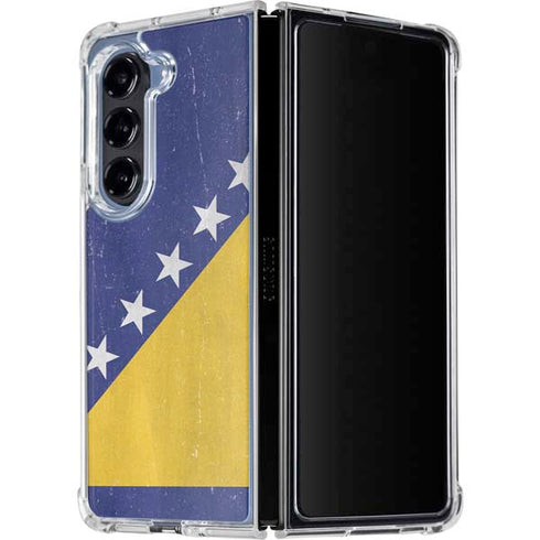 Bosnia and Herzegovina Flag Distressed Galaxy Z Fold5 5G Clear Case